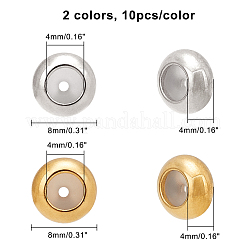 201ステンレスビーズ  内部のゴムと  スライダービーズ  ロンデル  ミックスカラー  8x4mm  穴：4mm  ゴム穴：1.2mm  2色  10個/カラー  20個/箱&nbsp;STAS-UN0013-84