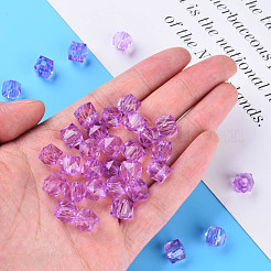 透明なアクリルビーズ  多面カット  正方形  青紫色  8.5x9.5x9.5mm  穴：2.5mm  約1070個/500g&nbsp;MACR-S373-51B-B02