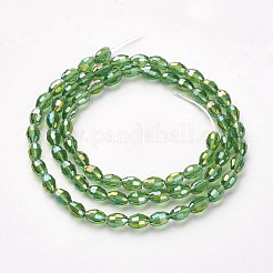 電気メッキガラスビーズセット  ABカラーメッキ  多面カットオーバル  ミックスカラー  6x4mm  穴：1mm  約63~65個/連  16.14~16.54インチ（41~42cm）&nbsp;GC885Y