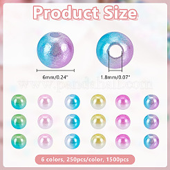 1500Pcs 6 Colors ABS Imitation Pearl Beads&nbsp;KY-HY0001-31