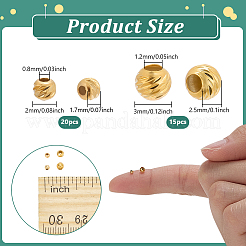 35 個 2 スタイル 925 スターリングシルバービーズ  ラウンド  ゴールドカラー  2~3x1.7~2.5mm  穴：0.8~1.2mm&nbsp;STER-GA0001-11