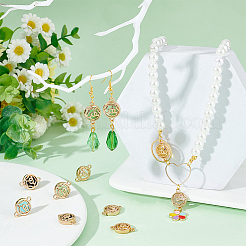 28色ガラスコネクターチャーム7個。  ライトゴールドメッキ合金パーツ  花付きフラットラウンド  ミックスカラー  19.5x13.5x5.5mm  穴：1.6mm  4個/カラー&nbsp;GLAA-AR0001-28