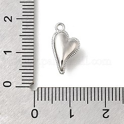真鍮製マイクロパヴェキュービックジルコニアペンダント  ハートチャーム  プラチナ  8x15x5mm  穴：1.4mm&nbsp;LS-KK-U061-12P