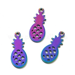 イオンプレーティング（IP）201ステンレスペンダント  パイナップルチャーム  虹色  16x7x1mm  穴：1.2mm&nbsp;STAS-A066-13M