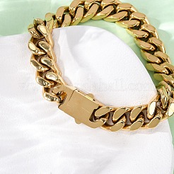 304 Stainless Steel Cuban Link Chain Bracelets for Unisex&nbsp;BJEW-K283-01C-G