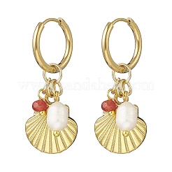 304 Stainless Steel Shell Shape Hoop Earrings&nbsp;EJEW-JE06741