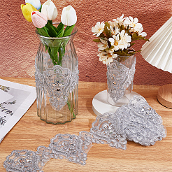 3 Yards Polyester Embroidery Flower Ribbon&nbsp;OCOR-WH20001-86A