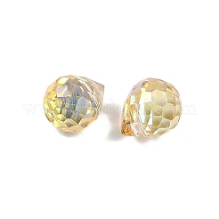 電気メッキガラスビーズ  半分メッキ  多面カット  ティアドロップ  ゴールド  8x6mm  穴：1mm&nbsp;EGLA-C008-01A-HP03