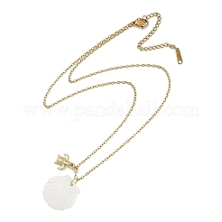 Summer Beach Brass Cubic Zirconia Sea Animal Pendant Necklaces for Women&nbsp;NJEW-B118-03G-01