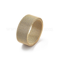 201 ステンレススチール指輪  ユニセックスのワイドバンドリング  イオンプレーティング（ip）  ゴールドカラー  10mm  内径：21mm&nbsp;RJEW-H242-01C-G