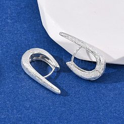 真鍮製のU字型フープピアス  ニッケルフリー  銀  25x14x6mm&nbsp;EJEW-A143-01A-S