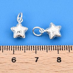 Textured 925 Sterling Silver Star Charms&nbsp;STER-T007-82S