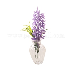 プラスチック製ラベンダーの花のミニチュア装飾品  ガーデンドールハウスアクセサリー  ライラック  99x29mm&nbsp;PW-WG6204C-01