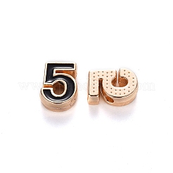 合金エナメルビーズ  数  カドミウムフリー＆鉛フリー  ライトゴールド  ブラック  NUM。5  10x7.5x3mm  穴：1.5mm&nbsp;LS-ENAM-R055-03-05-RS