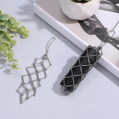 2Pcs 2 Styles 667 Stainless Steel Lipstick Macrame Pouch Holder Pendant Decorations&nbsp;HJEW-CP0001-48