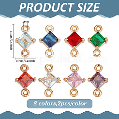 16Pcs 8 Colors Transparent Glass Links/Connectors&nbsp;GLAA-ME0001-12