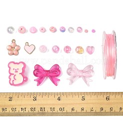 DIYジュエリーキット  アクリルビーズを含む  ABSプラスチックパール調ビーズ  ガラスシードビーズ  合金エナメルチャーム  ピンク&nbsp;DIY-FS0003-71
