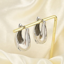 女性のための真鍮のフープピアス  花  プラチナ  29x10mm&nbsp;EJEW-U041-05P