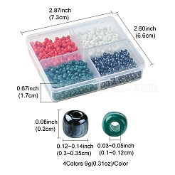 800個 4スタイルミックススタイルガラスラウンドシードビーズ  ミックスカラー  3~3.5x2mm  穴：1~1.2mm  200個/スタイル&nbsp;SEED-FS0001-18B