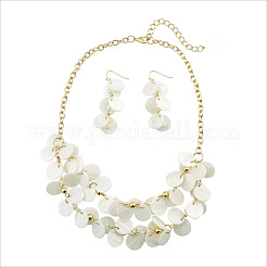 Flat Round Shell Dangle Earrings & Double Layer Necklaces Sets&nbsp;FS-WG04E23-05