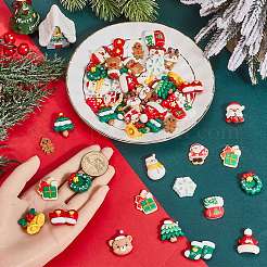 クリスマスレジンデコデンカボション72個、18スタイル  ミックスカラー  混合図形  12.5~27.5x11~28.5x4.5~10.5mm  4個/スタイル&nbsp;RESI-SC0005-75