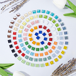 500g モザイクタイル ガラスカボション  家の装飾やdiyの工芸品  正方形  ミックスカラー  10x10x4mm  500グラム&nbsp;DIY-SP0001-46