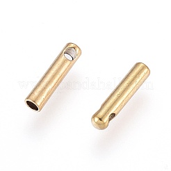 イオンプレーティング（IP）304ステンレススチールコードエンド  エンドキャップ  コラム  ゴールドカラー  7x1.6mm  穴：0.6mm  内径：1mm&nbsp;STAS-F232-01A-G