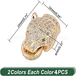 4 Sets 2 Colors Brass Micro Pave Cubic Zirconia Fold Over Clasps&nbsp;FIND-AR0004-96