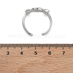 女性用真鍮カフオープンリング  三重の神性のサイン  長持ちメッキ  ラックめっき  プラチナ  9.5mm  内径：19mm&nbsp;RJEW-L343-10P