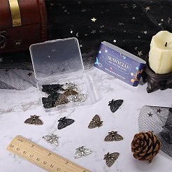 24本3色合金ペンダント  ムーンフェイズ チャーム付き蛾  ミックスカラー  16x24.5x2mm  穴：1.8mm  8個/カラー&nbsp;FIND-SC0005-05