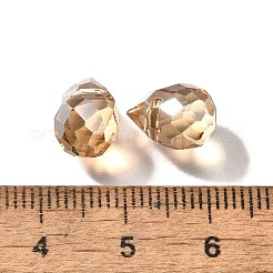 クリアガラスチャーム  ティアドロップ  多面カット  ABカラーメッキ  ゴールデンロッド  10.5x8mm  穴：1.2mm&nbsp;LS-GLAA-P070-A05
