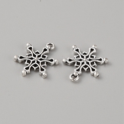 合金ペンダント  スノーフレーク  アンティークシルバー  19.5x15.5x1.5mm  穴：1mm&nbsp;PALLOY-TAC0053-01A