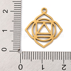 304ステンレスペンダント  レーザー切断  チャクラチャーム  18KGP本金メッキ  ムーラダーラ  20x18x1mm  穴：1.5mm&nbsp;STAS-M072-01D