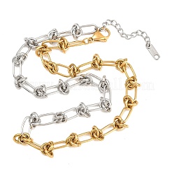 11MM Two Tone 304 Stainless Steel Oval Link Chain Necklaces for Men Women&nbsp;NJEW-A070-01GP