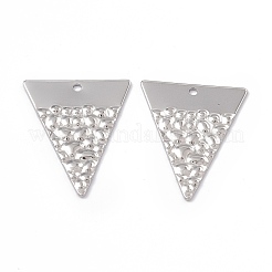 変色しない304ステンレススチールペンダント  トライアングルチャーム  ステンレス鋼色  28x22.5x1mm  穴：1.5mm&nbsp;STAS-B031-20P