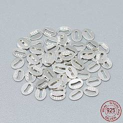 925スターリングシルバースライスチェーンタブ  骨のデザインとオーバル  スタンプ925個付き  銀  5.5x4x0.5mm&nbsp;STER-T002-253S