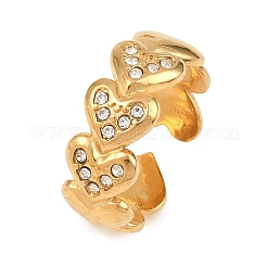 304 Stainless Steel Cubic Zirconia Cuff Open Ring for Women&nbsp;CU-CBACD1D-01G-03