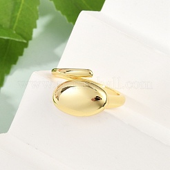 女性用楕円形真鍮オープンカフリング  カドミウムフリー＆鉛フリー  18KGP本金メッキ  内径：17mm&nbsp;RJEW-G343-17G