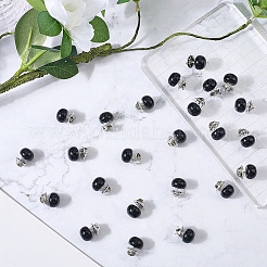ABSイミテーションパールブローチ30個  鉄パーツ  ラウンド  ブラック  15x12mm&nbsp;JEWB-GF0011-53B