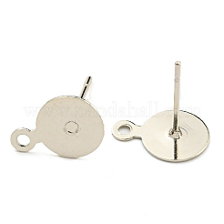 真鍮製スタッドピアスパーツ  鉄のピンとループ付き  プラチナ  11.5x8x0.1mm  穴：1mm  ピン：0.75mm&nbsp;KK-K225-02B-P