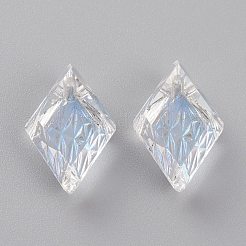 エンボスガラスラインストーンペンダント  菱形  多面カット  月光  19x12x6mm  穴：1.5mm&nbsp;GLAA-J101-04B-001MO
