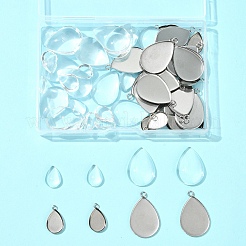 DIY Teardrop 304 Stainless Steel Pendant Making Kits&nbsp;DIY-FS0008-40