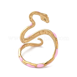 女性用304ステンレススチールオープンカフエナメルリング  ヘビ  18KGP本金メッキ  20.5mm  内径：17mm&nbsp;RJEW-M020-04G-03