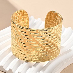 女性用304ステンレススチールカフバングル  イオンプレーティング（ip）  14KGP本金メッキ  内径：1-7/8x2-1/4インチ（4.75x5.65cm）&nbsp;AJEW-P127-24G