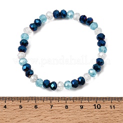 女性用電気メッキガラスビーズストレッチブレスレット  ロンデル  ミックスカラー  ビーズ：6.5x5mm  内径：2.22インチ（5.65cm）&nbsp;BJEW-JB13170