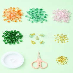 DIY ランプワーク ビーズ ブレスレット 作成キット  アクリル収納ボックス付き  はさみ  伸縮性のある糸  ミックスカラー  3mm  穴：1.5mm&nbsp;DIY-FZC0001-01B