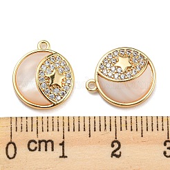 Natural White Shell & Clear Cubic Zirconia & Brass Charms&nbsp;BSHE-G034-34G