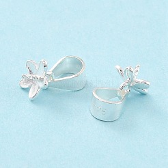 スターリングシルバーペグベイル925個  ペグベイルでベイルをスナップします  花  銀  6x6mm  ピン：0.8mm&nbsp;STER-Z001-019S