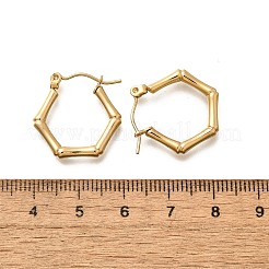 女性用304ステンレスフープピアス  イオンプレーティング（ip）  六角  18KGP本金メッキ  20x20x3mm&nbsp;EJEW-L296-066G