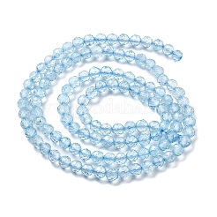 天然ブルートパーズビーズ連売り  多面カット  ラウンド  3mm  穴：0.8mm  約124~126個/連  15.24~15.47''（38.7~39.3センチメートル）&nbsp;G-H079-A02-03